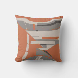 Orange Gray Taupe Mediterranean Geometric Abstract クッション