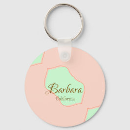 Orange green pastel boho add name place rustic ele キーホルダー