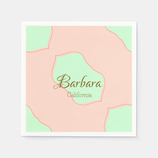 Orange green pastel boho add name place rustic ele スタンダードカクテルナプキン (正面)