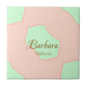 Orange green pastel boho add name place rustic ele タイル (正面)