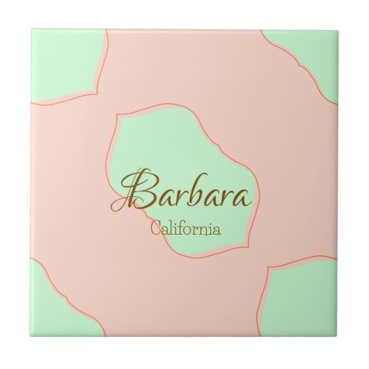 Orange green pastel boho add name place rustic ele タイル (正面)