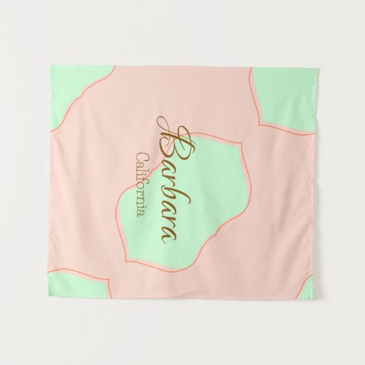 Orange green pastel boho add name place rustic ele タペストリー (正面(横))