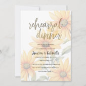 Orange green sunflower floral Rehearsal Dinner  招待状 (正面)