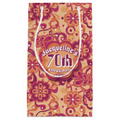 Orange Groovy Psychedelic 60s 70s Floral Birthday スモールペーパーバッグ (正面)