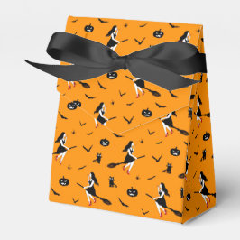 Orange Halloween Favor Box with Witches フェイバーボックス