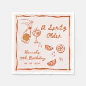 Orange Hand Drawn A Spritz Older Birthday Party スタンダードカクテルナプキン (正面)