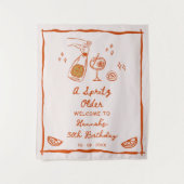 Orange Hand Drawn A Spritz Older Birthday Party タペストリー (正面)
