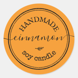 Orange Handmade Script Black Border Product Label ラウンドシール