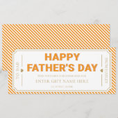 Orange Happy Father's Day Gift Voucher Card 招待状 (正面/裏面)