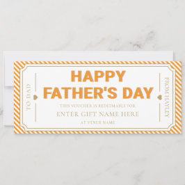 Orange Happy Father's Day Gift Voucher Card 招待状