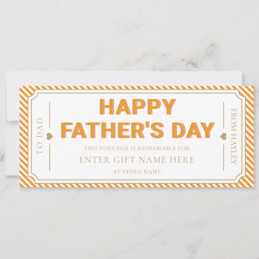 Orange Happy Father's Day Gift Voucher Card 招待状 (正面)