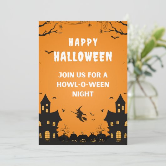 Orange Haunted Happy Halloween Poster 招待状 (スタンド正面)
