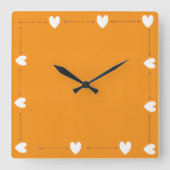 Orange Heart Wall Clock –Minimal Modern Wall Decor スクエア壁時計 (正面)