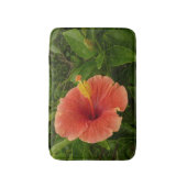 Orange Hibiscus Flower Tropical Floral バスマット (正面縦)