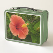 Orange Hibiscus Flower Tropical Floral メタルランチボックス (裏面)