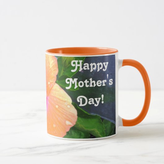 Orange Hibiscus Happy Mother's Day マグカップ (右)