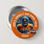 Orange High School Football Player Photo Large 缶バッジ (正面&裏面)