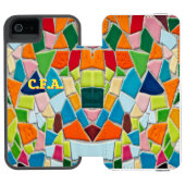 Orange Initials Mosaic Incipio iPhoneウォレットケース (フォリオ Open)