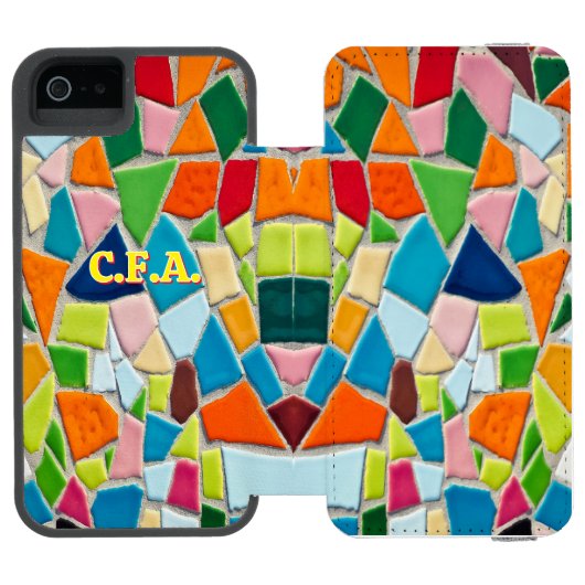 Orange Initials Mosaic Incipio iPhoneウォレットケース (フォリオ Open)