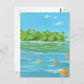 Orange Island - Painterly Style Seascape ポストカード (正面/裏面)