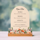 Orange ivory florals arch Bar Drink Menu アクリルサイン (ニュートラル)
