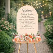 Orange ivory florals arch clear wedding program アクリルサイン