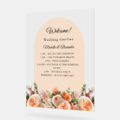 Orange ivory florals arch clear wedding program アクリルサイン (傾斜)