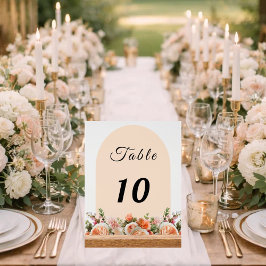 Orange ivory florals arch table number アクリルサイン