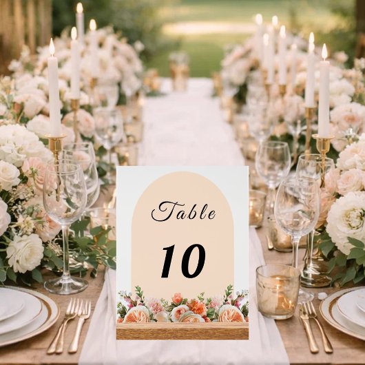 Orange ivory florals arch table number アクリルサイン