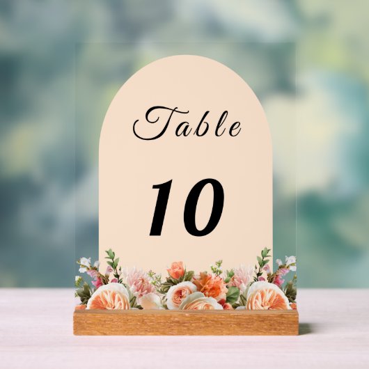 Orange ivory florals arch table number アクリルサイン (ニュートラル)