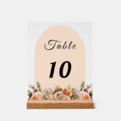 Orange ivory florals arch table number アクリルサイン (正面)