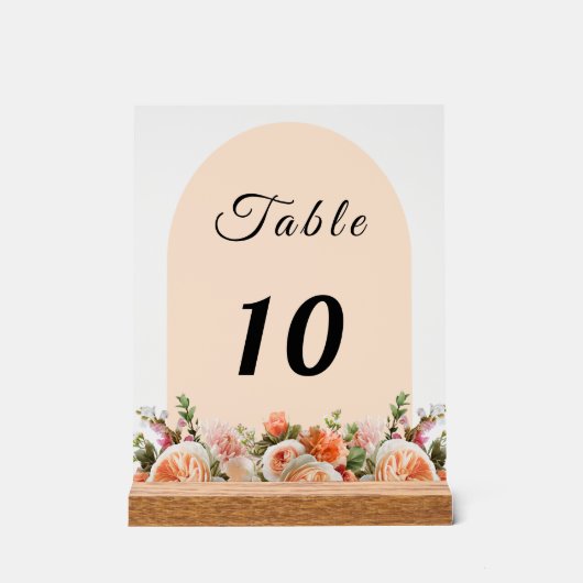 Orange ivory florals arch table number アクリルサイン (正面)