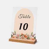 Orange ivory florals arch table number アクリルサイン (傾斜)