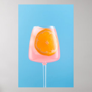 Orange juice in clear drinking glass ポスター