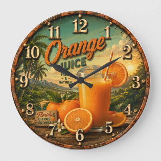 Orange Juice Kitchen ラージ壁時計 (正面)