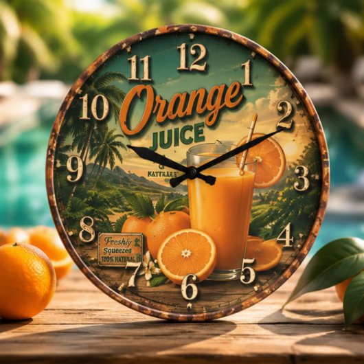 Orange Juice Kitchen ラージ壁時計