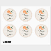 Orange Juice Mimosa Bar Bottle Sticker ラウンドシール (シート)