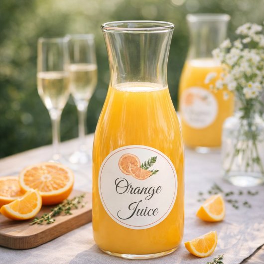 Orange Juice Mimosa Bar Bottle Sticker ラウンドシール