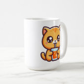 Orange Katze trinkt Orangensaft コーヒーマグカップ (正面右)