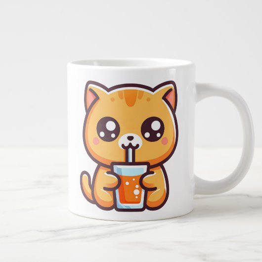 Orange Katze trinkt Orangensaft ジャンボコーヒーマグカップ (右)