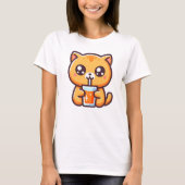 Orange Katze trinkt Orangensaft Tシャツ (正面)