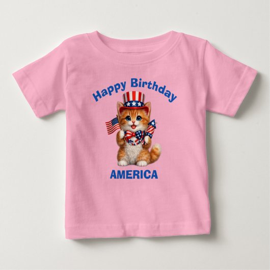 Orange Kitten (1p) Patriotic Kid T-Shirt ベビーTシャツ (正面)