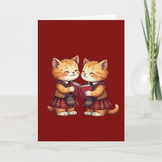 Orange Kitties Reading Burns Night Greeting Card シーズンカード (正面)