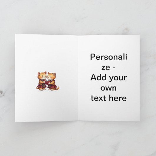 Orange Kitties Reading Burns Night Greeting Card シーズンカード (内部)