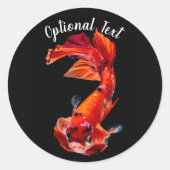 Orange Koi Betta Fighting Fish ラウンドシール (正面)