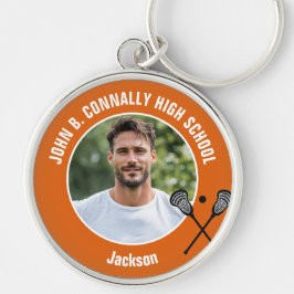 Orange Lacrosse Player Photo High School キーホルダー