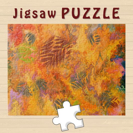 Orange Leaves Marbling Art Autumn Vibes -  ジグソーパズル