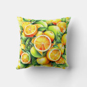 Orange Lemon Botanical Citrus Geometric クッション (裏面)