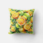 Orange Lemon Botanical Citrus Geometric クッション (正面)