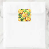 Orange Lemon Botanical Citrus Geometric スクエアシール (バッグ)